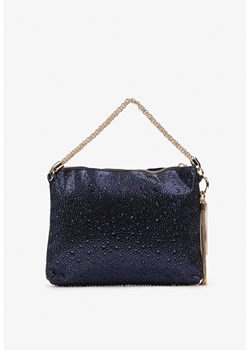 Niebieska Materiałowa Torebka z Biżuteryjną Rączką i Frędzlami Norella ze sklepu born2be.pl w kategorii Torby Shopper bag - zdjęcie 180025248