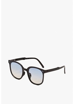 Niebieskie Duże Okulary Przeciwsłoneczne z Metalicznym Detalem Tweeda ze sklepu born2be.pl w kategorii Okulary przeciwsłoneczne damskie - zdjęcie 180031445