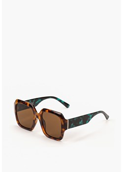 Brązowo-Niebieskie Okulary Przeciwsłoneczne z Szerokimi Geometrycznymi Oprawkami Wanena ze sklepu born2be.pl w kategorii Okulary przeciwsłoneczne damskie - zdjęcie 180052566