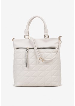 Jasnobeżowa Duża Pikowana Torebka z Dwoma Rączkami i Dodatkowym Regulowanym Paskiem Abidara ze sklepu born2be.pl w kategorii Torby Shopper bag - zdjęcie 180056006