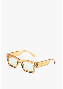 Beżowe Prostokątne Okulary Przeciwsłoneczne z Filtrem UV Elledenira ze sklepu born2be.pl w kategorii Okulary przeciwsłoneczne męskie - zdjęcie 180075609