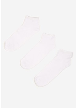 Białe 3-pack Gładkie Skarpety Do Kostki Nevenna ze sklepu born2be.pl w kategorii Skarpetki męskie - zdjęcie 180084568
