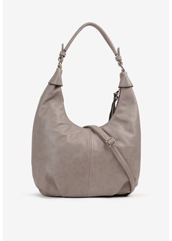 Szara Torebka na Ramię Typu Hobo Ozdobiona Frędzlami Evandelle ze sklepu born2be.pl w kategorii Torby Shopper bag - zdjęcie 180096646