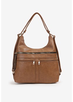 Jasnobrązowa Duża Torebka na Ramię z Ozdobnymi Kieszeniami i Frędzlami Nevare ze sklepu born2be.pl w kategorii Torby Shopper bag - zdjęcie 180096649