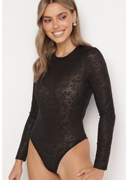 Czarne Body z Siateczki z Wytłoczonym Wzorem Mirifra ze sklepu born2be.pl w kategorii Body damskie - zdjęcie 180100237