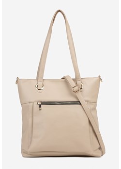 Ciemnobeżowa Torebka w Stylu Shopperki z Kieszonką z Przodu Nanirela ze sklepu born2be.pl w kategorii Torby Shopper bag - zdjęcie 180131068