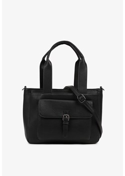 Czarna Torebka Shopperka z Kieszonką z Klamrą i Dodatkowym Paskiem Koladoria ze sklepu born2be.pl w kategorii Torby Shopper bag - zdjęcie 180144127