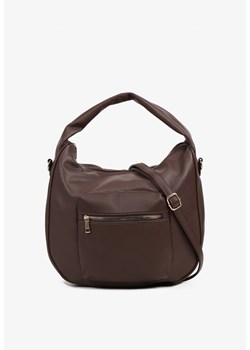 Brązowa Duża Torebka Hobo z Suwakiem i Dodatkowym Paskiem na Ramię Mepine ze sklepu born2be.pl w kategorii Torby Shopper bag - zdjęcie 180151086