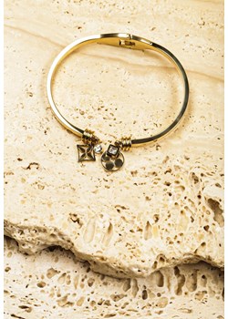 Złota Bransoletka Typu Bangle z Geometrycznymi Ozdobami Lunavess ze sklepu born2be.pl w kategorii Bransoletki - zdjęcie 180154306