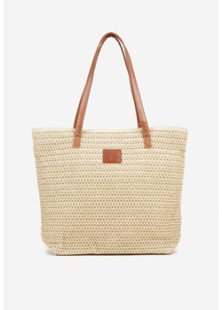 Beżowa Pleciona Torebka Plażowa Shopper Odelinea ze sklepu born2be.pl w kategorii Torby letnie - zdjęcie 180158536