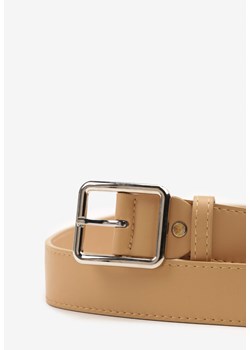Beżowy Klasyczny Pasek z Prostokątną Klamrą Mevalinae ze sklepu born2be.pl w kategorii Paski damskie - zdjęcie 180166468