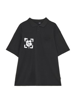 Cropp - Czarna koszulka polo z nadrukiem - czarny ze sklepu Cropp w kategorii T-shirty męskie - zdjęcie 180166505