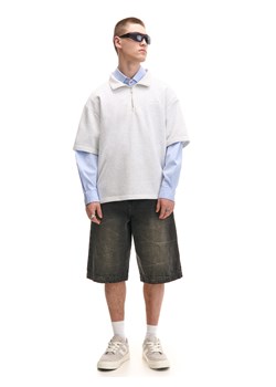 Cropp - Jeansowe szorty z efektem tie-dye - czarny ze sklepu Cropp w kategorii Spodenki męskie - zdjęcie 180166536