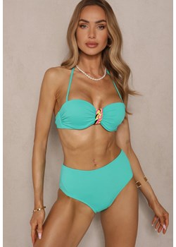 Ciemnozielone Bikini Majtki Figi i Biustonosz z Ozdobną Wstawką Natamara ze sklepu renee.pl w kategorii Stroje kąpielowe - zdjęcie 180168626