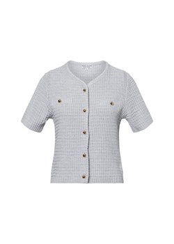 Marie Lund Damski kardigan z krótkim rękawem Kobiety Bawełna jasny szary jednolity ze sklepu vangraaf w kategorii Swetry damskie - zdjęcie 180171047