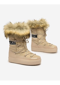Royalfashion Jasnobrązowe wsuwane botki a'la śniegowce damskie Gomllo ze sklepu royalfashion.pl w kategorii Śniegowce damskie - zdjęcie 180182949