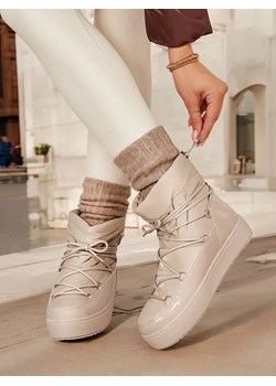 Royalfashion Wsuwane botki a'la śniegowce damskie w kolorze jasnobrązowym Vevnose ze sklepu royalfashion.pl w kategorii Śniegowce damskie - zdjęcie 180184438