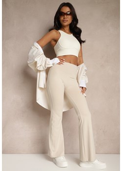 Beżowe Spodnie Dzwony Legginsy High Waist Onellin ze sklepu renee.pl w kategorii Spodnie damskie - zdjęcie 180207208