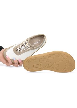 Skórzane pólbuty damskie Pollonus Białe Verona + Welur Barefoot  5-1769-004 ze sklepu butyolivier w kategorii Półbuty damskie - zdjęcie 180208305