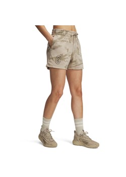 Damskie spodenki treningowe Under Armour Project Rock Terry Short - beżowe ze sklepu Sportstylestory.com w kategorii Szorty - zdjęcie 180211447