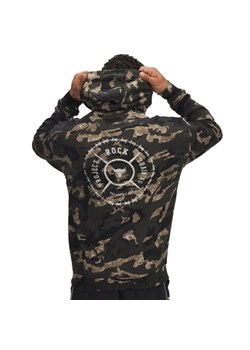 Męska bluza dresowa nierozpinana z kapturem Under Armour Project Rock AOP Terry HD - khaki ze sklepu Sportstylestory.com w kategorii Bluzy męskie - zdjęcie 180211466