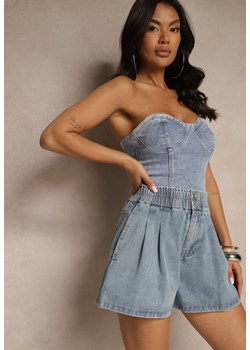 Niebieskie Jeansowe Szorty High Waist o Szerokim Kroju Rinitia ze sklepu renee.pl w kategorii Szorty - zdjęcie 180217578