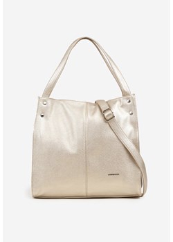 Złota Torebka Shoppera Duża z Rączką i Paskiem Sorvessa ze sklepu born2be.pl w kategorii Torby Shopper bag - zdjęcie 180218615