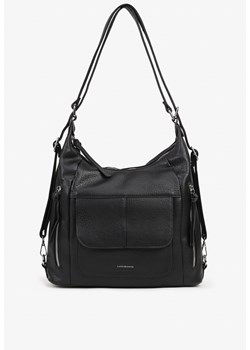 Czarna Torebka Hobo z Paskiem z Możliwością Regulacji Zdobiona Suwakami Tenina ze sklepu renee.pl w kategorii Torby Shopper bag - zdjęcie 180219106