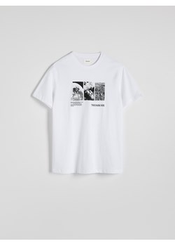 Reserved - Bawełniany t-shirt regular z nadrukiem - biały ze sklepu Reserved w kategorii T-shirty męskie - zdjęcie 180228789