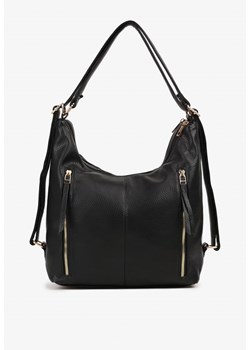 Czarna Torebka Typu Hobo z Regulowaną Rączką i Dodatkowymi Kieszeniami Sanirae ze sklepu born2be.pl w kategorii Torby Shopper bag - zdjęcie 180232619