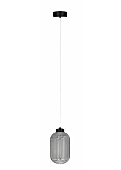 Grafitowa lampa wisząca z ryflowanym kloszem J022-Perota ze sklepu Edinos.pl w kategorii Lampy wiszące - zdjęcie 180234146