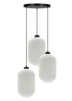Biała wisząca lampa z trzema ryflowanymi kloszami - J025-Perota ze sklepu Edinos.pl w kategorii Lampy wiszące - zdjęcie 180234157