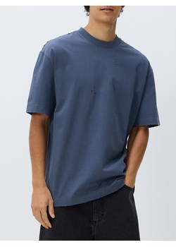 Reserved - T-shirt oversize z postrzępionymi brzegami - jasnoniebieski ze sklepu Reserved w kategorii T-shirty męskie - zdjęcie 180247555