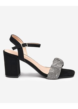 Royalfashion Czarne damskie sandałki na słupku z cyrkoniami Triesta ze sklepu royalfashion.pl w kategorii Sandały damskie - zdjęcie 180248647