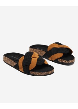 Royalfashion Damskie eko-zamszowe klapki w kolorze czarno-brązowym Zapri ze sklepu royalfashion.pl w kategorii Klapki damskie - zdjęcie 180251849