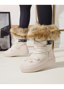 Royalfashion Beżowe damskie wsuwane buty a'la śniegowce z futerkiem Lilitsa ze sklepu royalfashion.pl w kategorii Śniegowce damskie - zdjęcie 180254036
