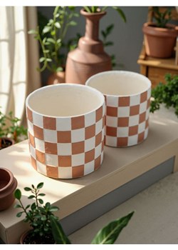 Sinsay - Gliniane doniczki w kratę 2 pack - czerwony ze sklepu Sinsay w kategorii Doniczki i osłonki - zdjęcie 180265647