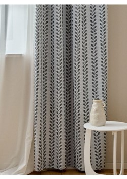 Sinsay - Gruba zasłona w szare pasy z dekoracyjnymi liśćmi - szary ze sklepu Sinsay w kategorii Zasłony - zdjęcie 180265798