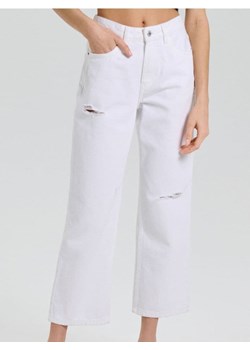 Sinsay - Jeansy straight cropped high waist - biały ze sklepu Sinsay w kategorii Jeansy damskie - zdjęcie 180267309