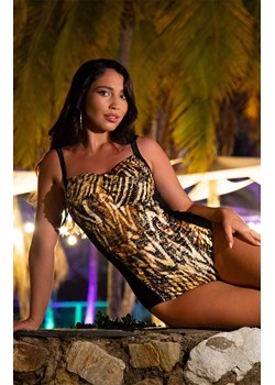 Jednoczęściowy strój kąpielowy plus size 508/51, Kolor czarny-wzór, Rozmiar 4XL, Primo ze sklepu Primodo w kategorii Stroje kąpielowe - zdjęcie 180277648