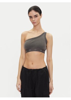 adidas Top Ribbed JC7558 Szary Slim Fit ze sklepu MODIVO w kategorii Bluzki damskie - zdjęcie 180280156