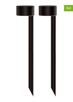lumisky Solarne lampy (2 szt.) w kolorze czarnym na trzonku - wys. 30 x Ø 7,6 cm ze sklepu Limango Polska w kategorii Oświetlenie ogrodowe - zdjęcie 180288255