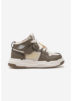 Beżowo-Zielone Buty Sportowe Sneakersy za Kostkę z Tłoczoną Podeszwą i Ozdobną Aplikacją Seriale ze sklepu renee.pl w kategorii Buty sportowe dziecięce - zdjęcie 180327208