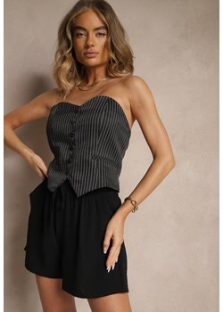 Czarne Szorty High Waist Ozdobione Sznurkiem Lunevia ze sklepu renee.pl w kategorii Szorty - zdjęcie 180330886
