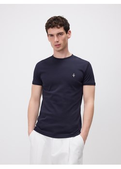 Reserved - Bawełniany t-shirt slim fit - granatowy ze sklepu Reserved w kategorii T-shirty męskie - zdjęcie 180340807
