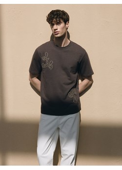 Reserved - T-shirt relaxed z nadrukiem - brązowy ze sklepu Reserved w kategorii T-shirty męskie - zdjęcie 180342738