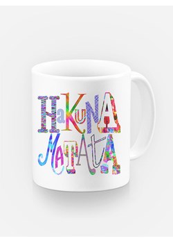 WOOOP Kubek &quot;Hakuna Matata Color&quot; w kolorze białym ze wzorem - 330 ml ze sklepu Limango Polska w kategorii Kubki - zdjęcie 180344106