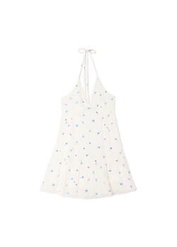 Cropp - Biała sukienka mini w kwiaty - biały ze sklepu Cropp w kategorii Sukienki - zdjęcie 180344546