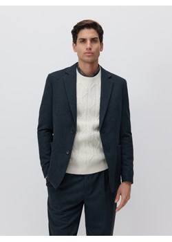 Reserved - Marynarka slim fit z domieszką wełny - granatowy ze sklepu Reserved w kategorii Marynarki męskie - zdjęcie 180344949