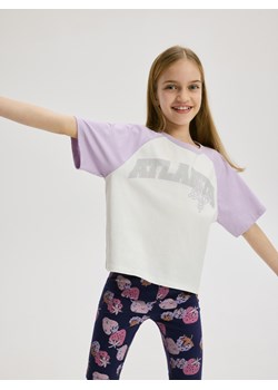 Reserved - Krótki t-shirt z nadrukiem - lawendowy ze sklepu Reserved w kategorii Bluzki dziewczęce - zdjęcie 180348938